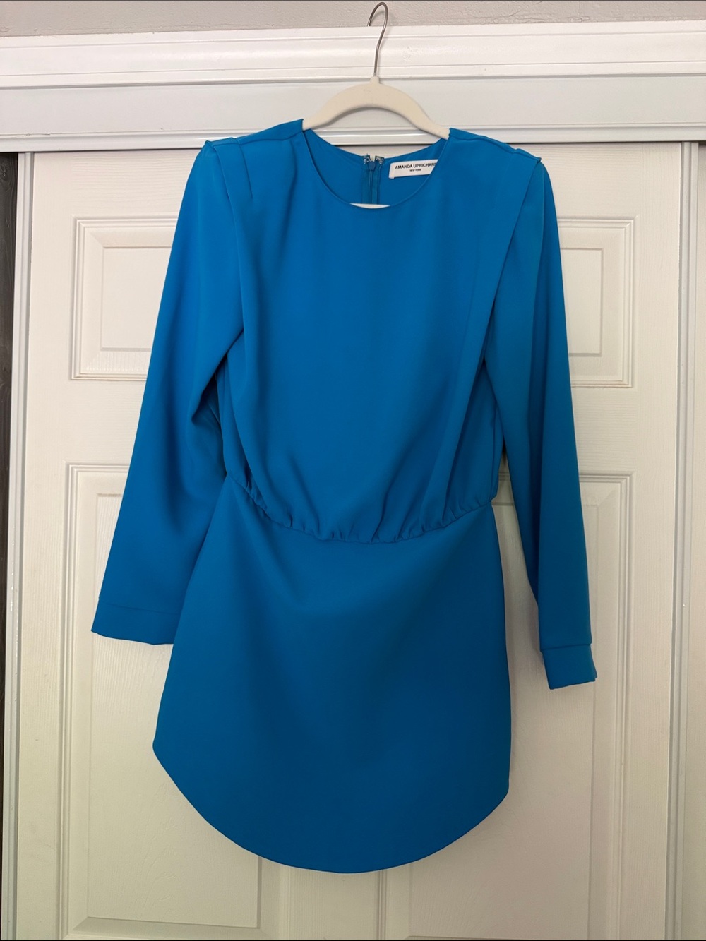 Amanda Uprichard Vibrant Teal-Blue Long-Sleeve Dress